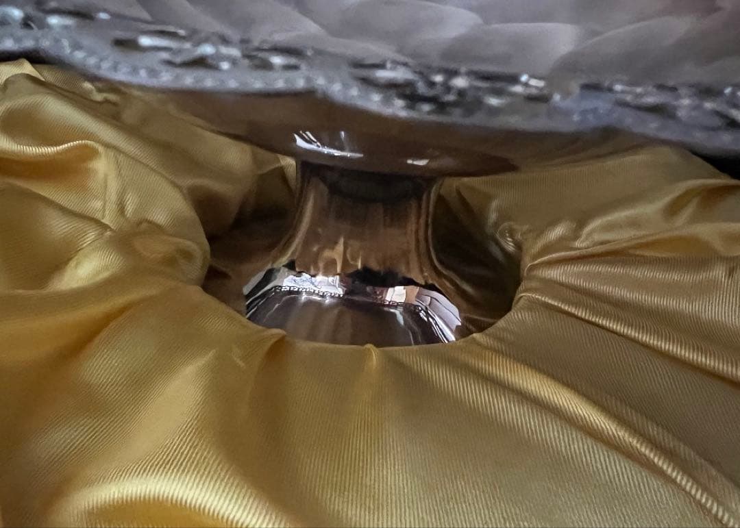 シルバープレート　ハンドフィニッシュ　フルーツスタンド（レース）フルーツ盛り皿