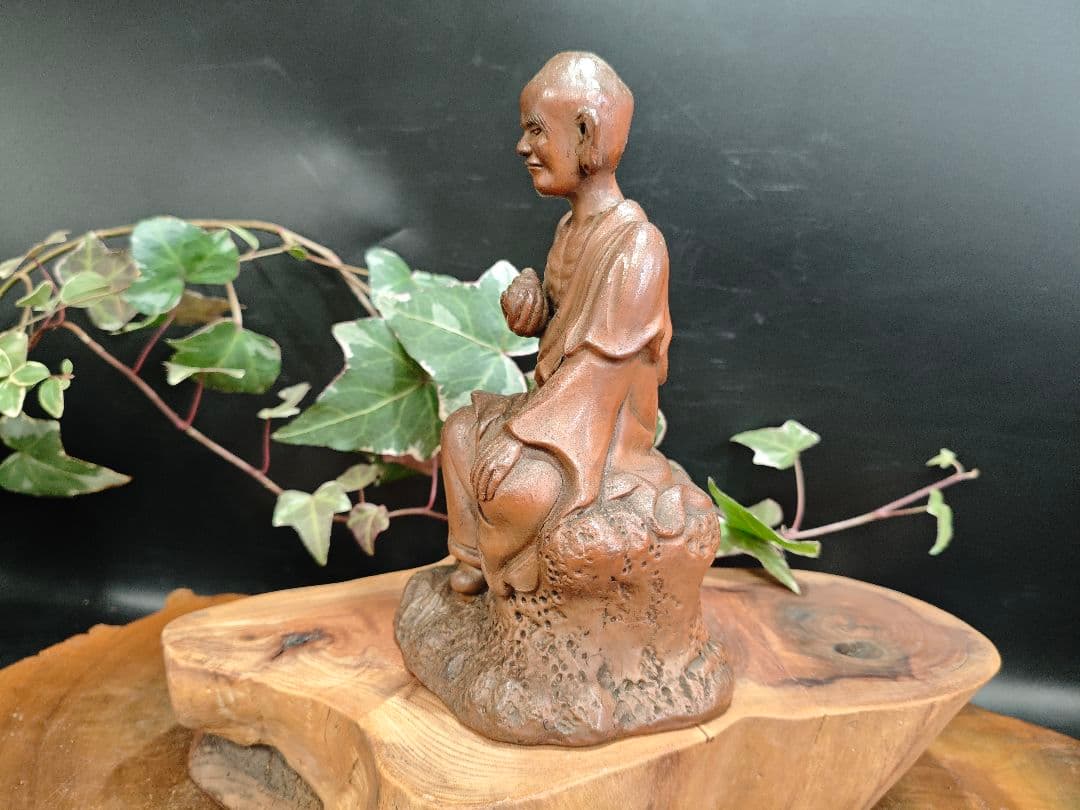 備前焼 羅漢像 陶仏 古作 備前森製陶所 時代物A016