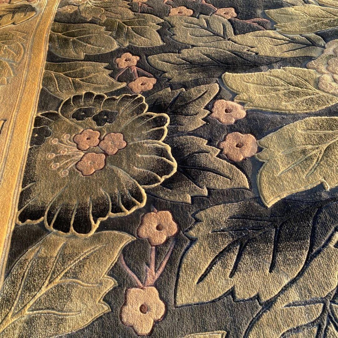 【シルク段通】 大判 カーペット ラグ アンティーク　レトロ