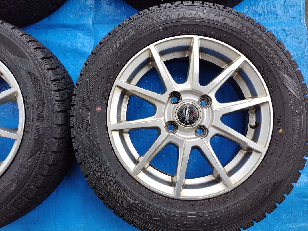 155/65R14【1/2】スタッドレスタイヤ、アルミホイール付、2本分割