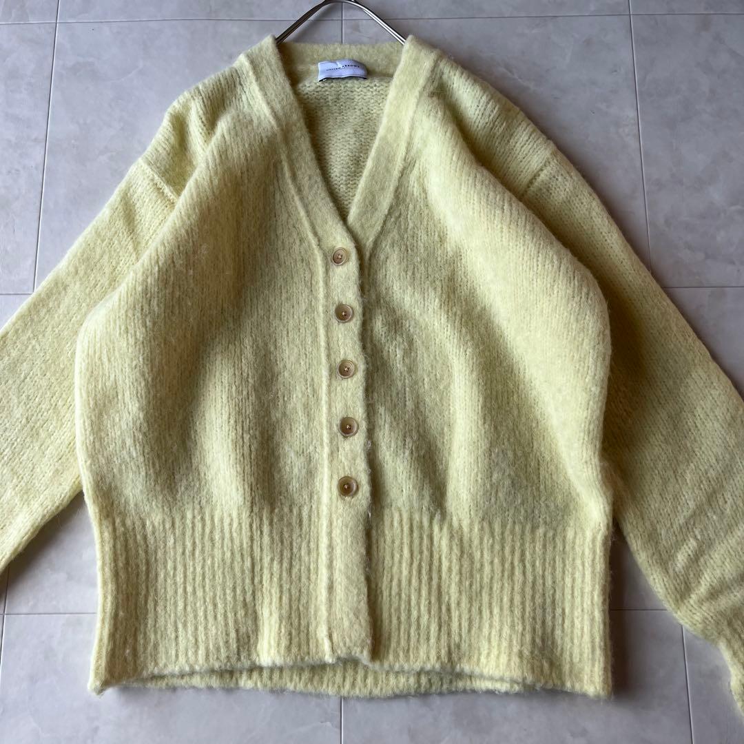 ユナイテッドアローズ✨上質ふわもこアルパカVネックニットカーデ　黄