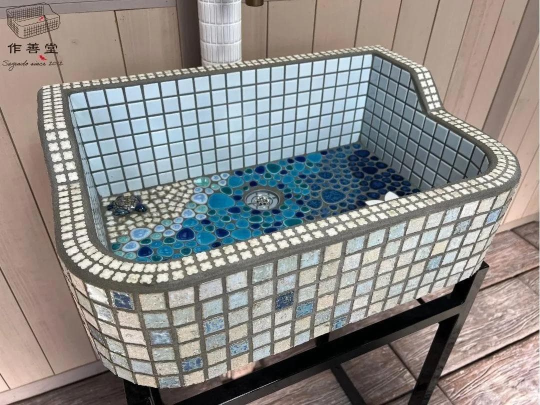 作善堂タイルシンク流し台　美濃焼タイルシンク　ライトＳＳサイズ　5045