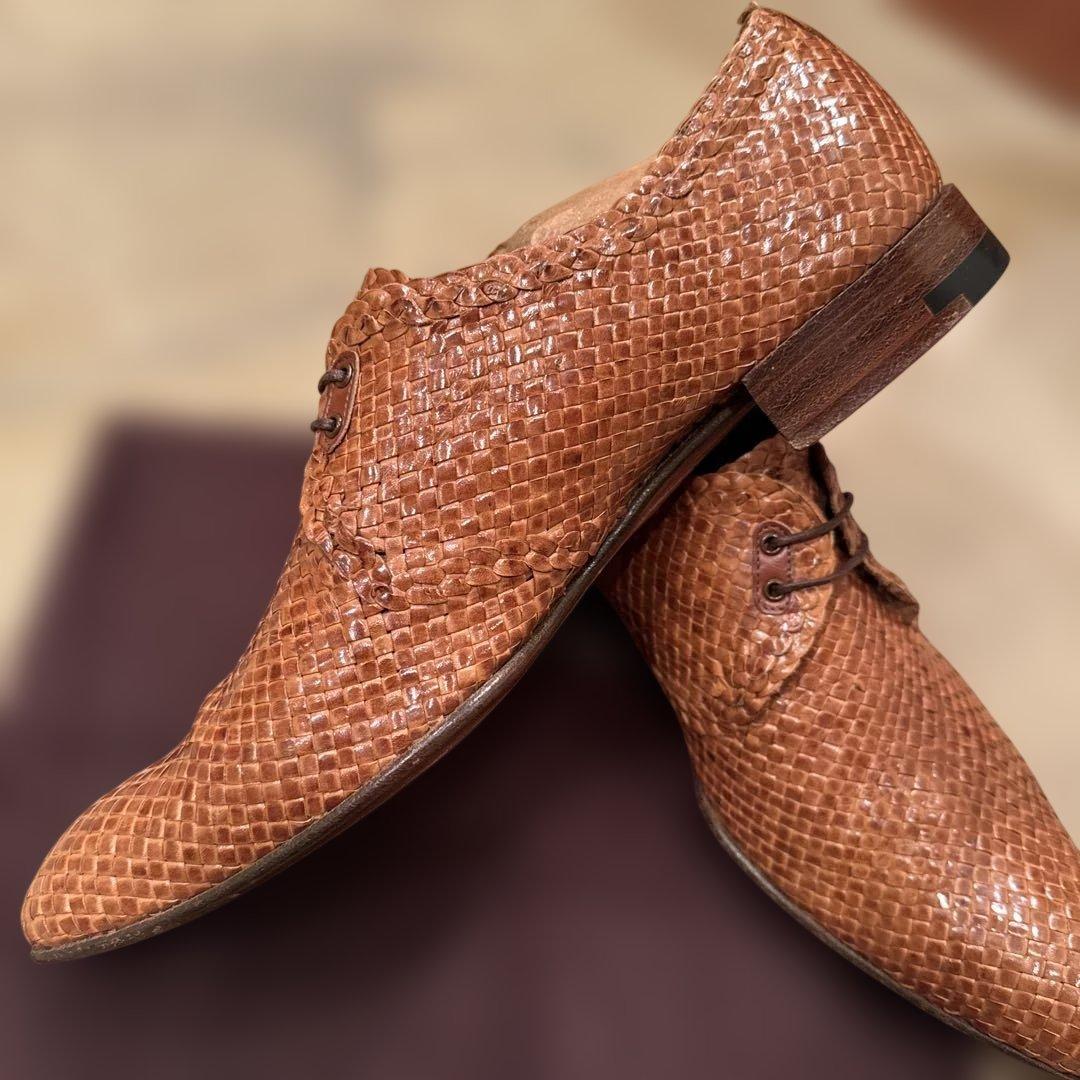 a.testoni⭐️レア極美品⭐️カンガルーレザー メッシュシューズ7.0size