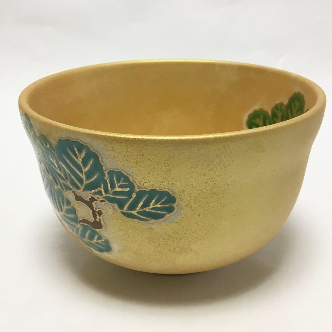 抹茶碗 金かすみ 松 宮地英香作（化粧箱付き）新品