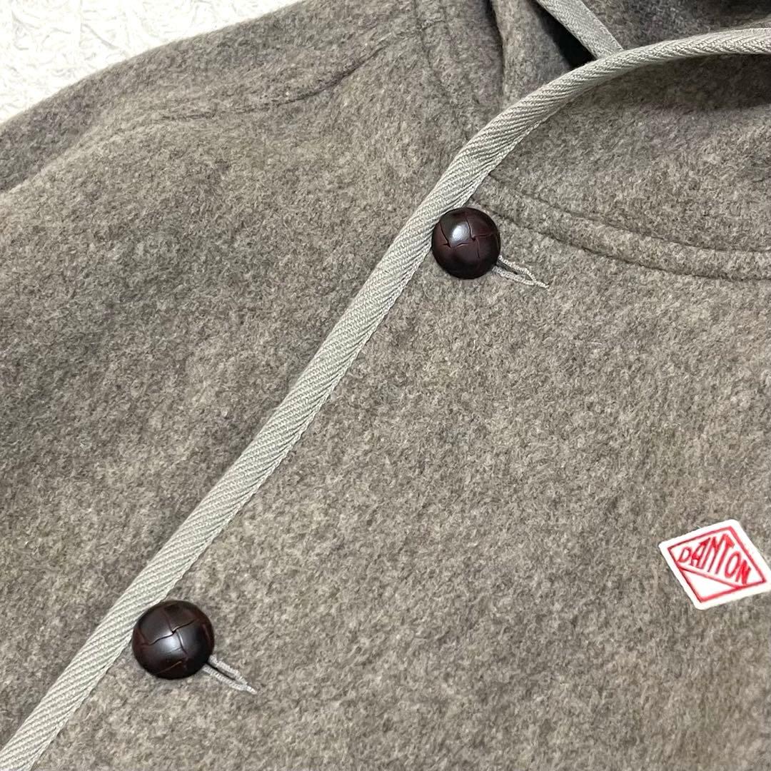 美品 DANTON ダントン ウールモッサ ウールフードコート くるみボタン