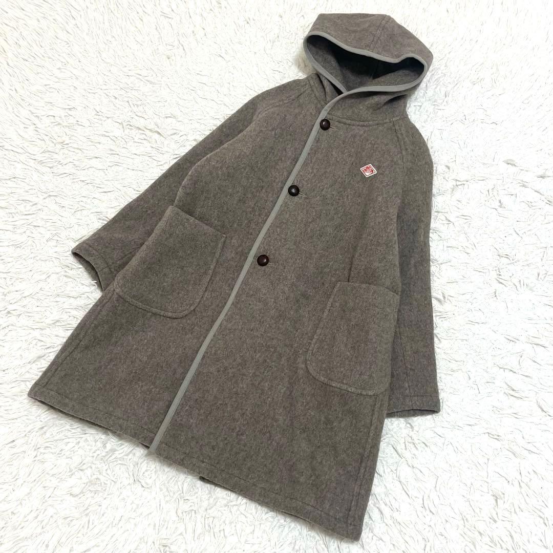 美品 DANTON ダントン ウールモッサ ウールフードコート くるみボタン