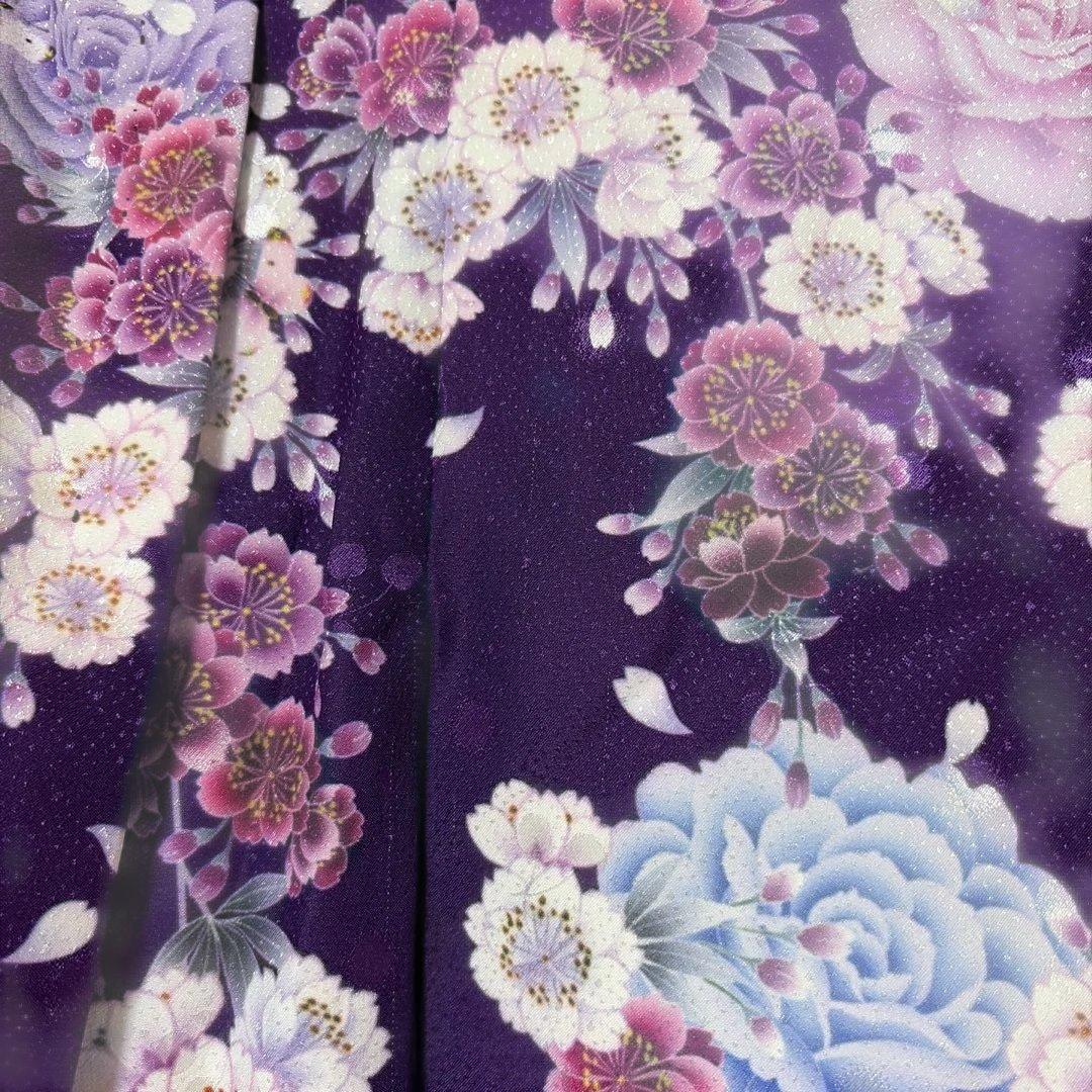 七五三　7歳　着物セット　紫　蝶々