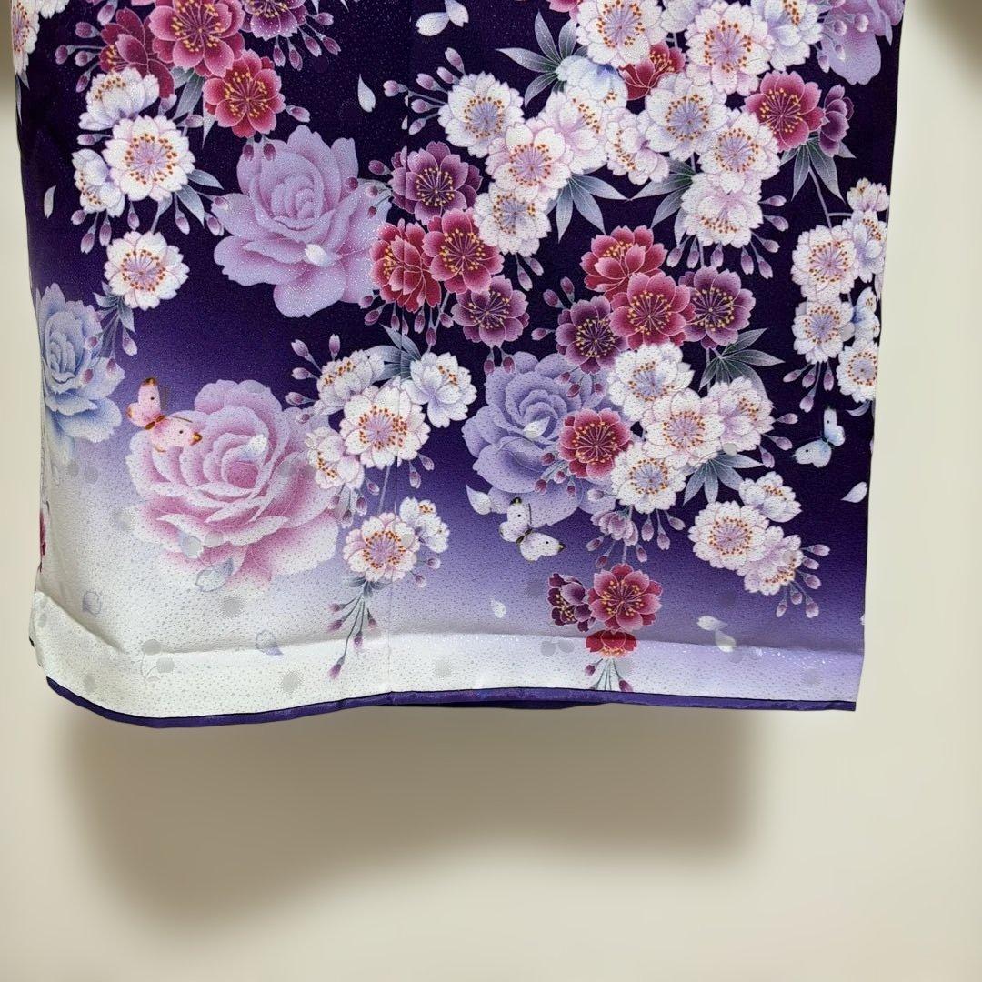 七五三　7歳　着物セット　紫　蝶々