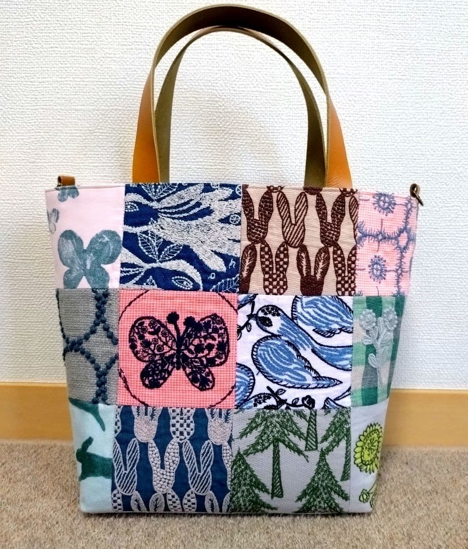 ミナペルホネントートバッグ 両面パッチワークハンドメイド