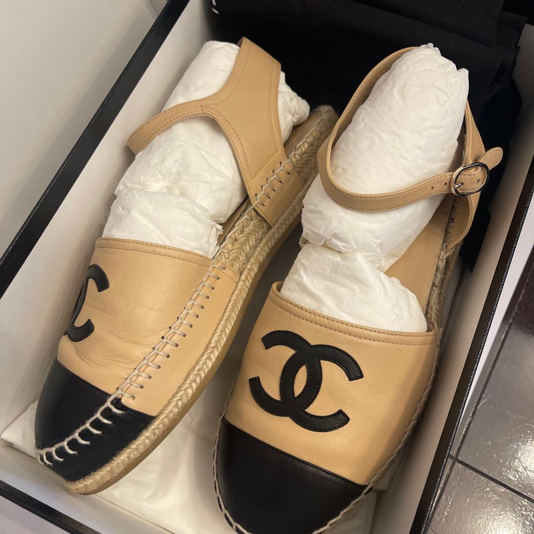 CHANEL エスパドリーユ ベージュ/黒