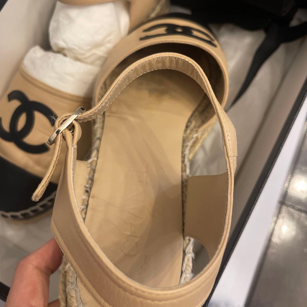 CHANEL エスパドリーユ ベージュ/黒