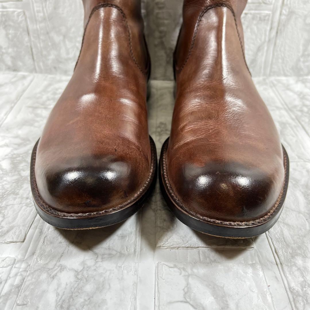 【美品】PADRONE ペコスブーツ　茶芯　本革　バックジップ　25.5㎝