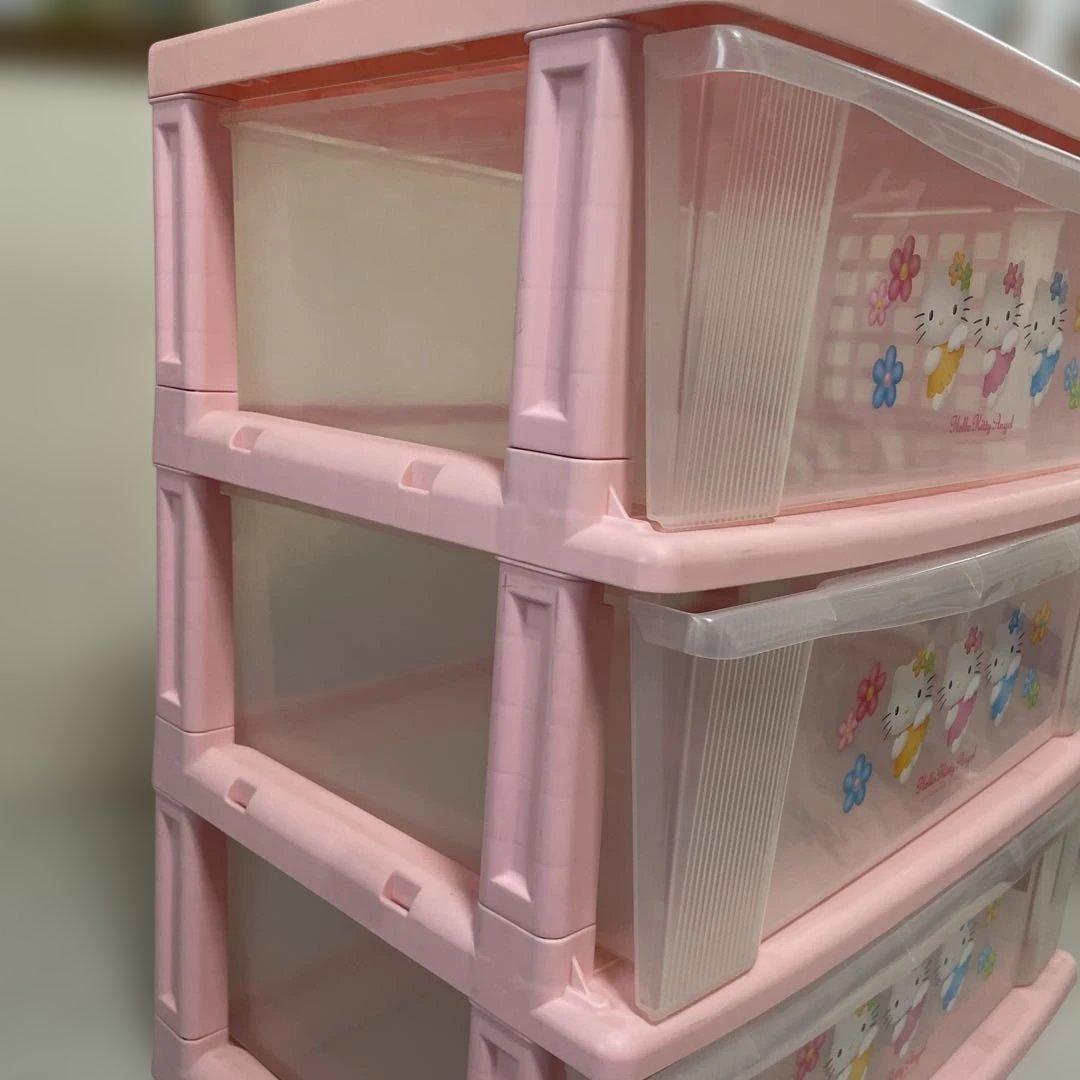 ハローキティ 3段収納ボックス ピンク　平成レトロ