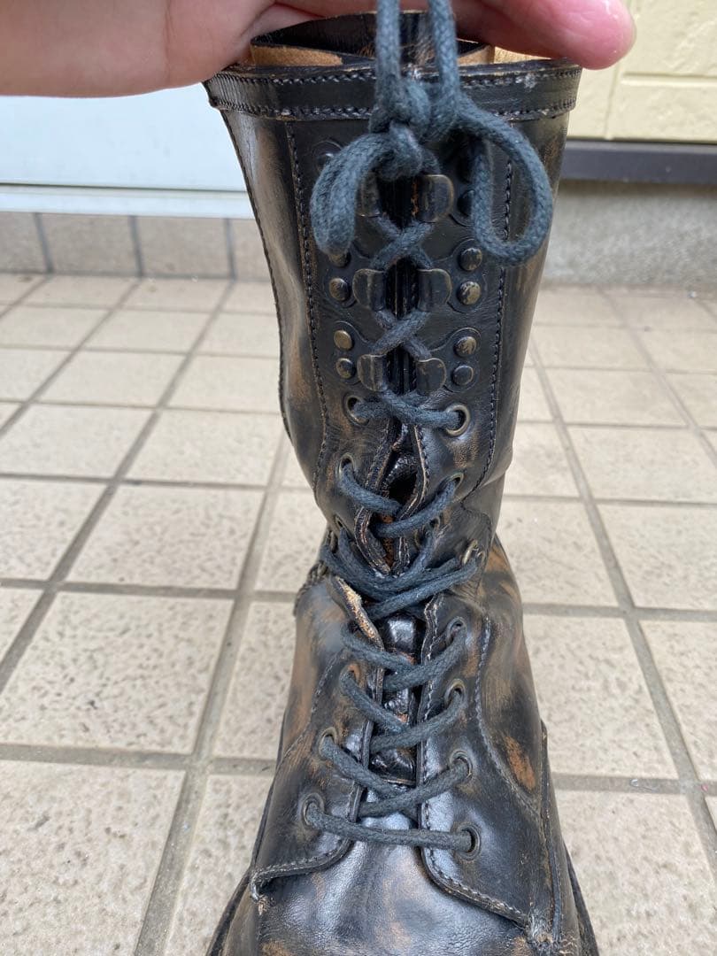 i、汚し加工本革サイドジップレースアップミリタリーブーツ26〜27センチ？