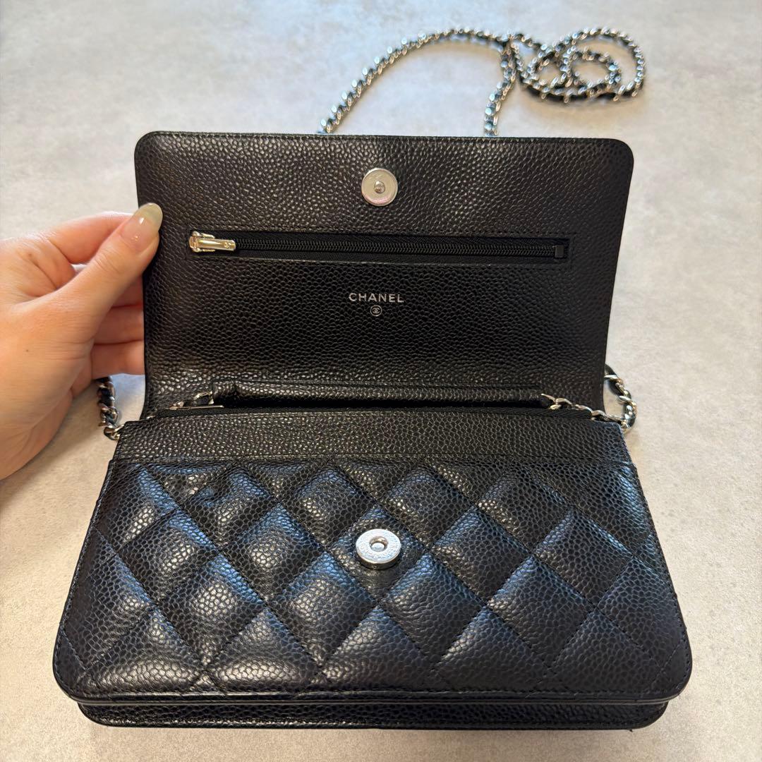 CHANEL チェーンウォレット ブラック シルバー