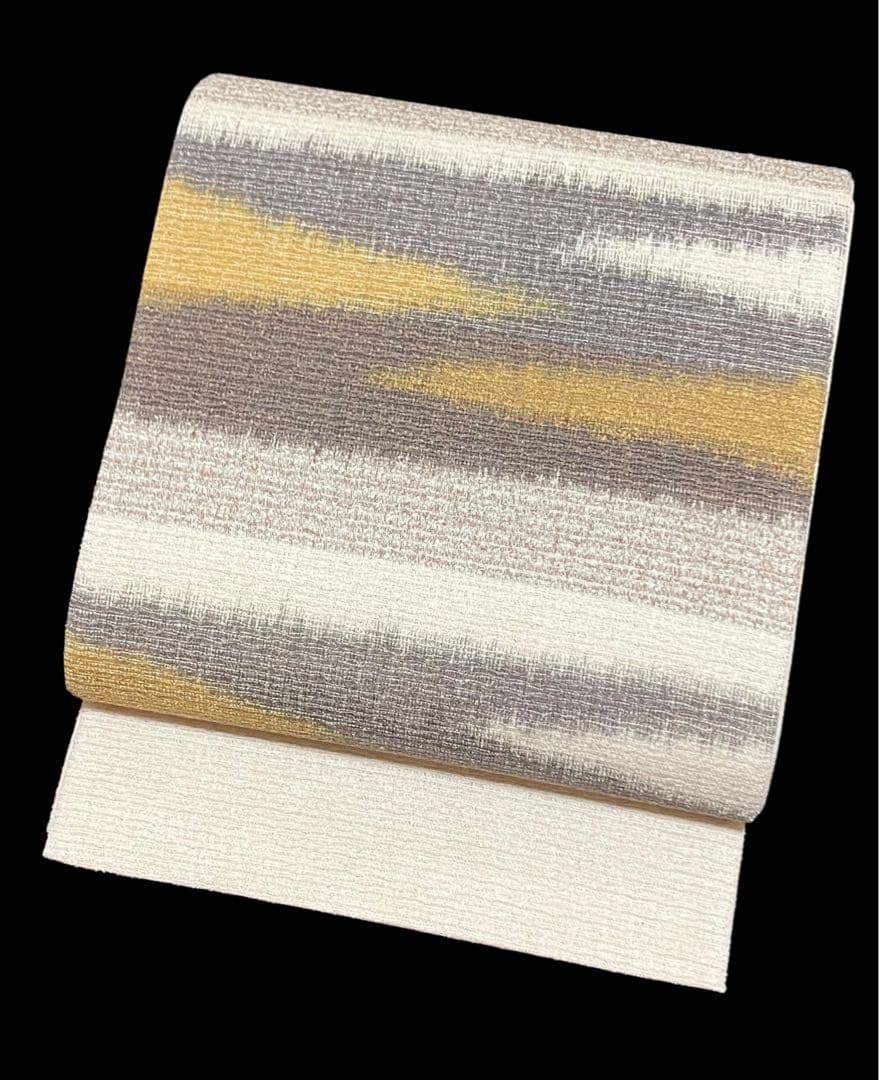 ツーシーズン 袋帯 六通柄 正絹 ぜんまい紬 横段 未使用 イ6345