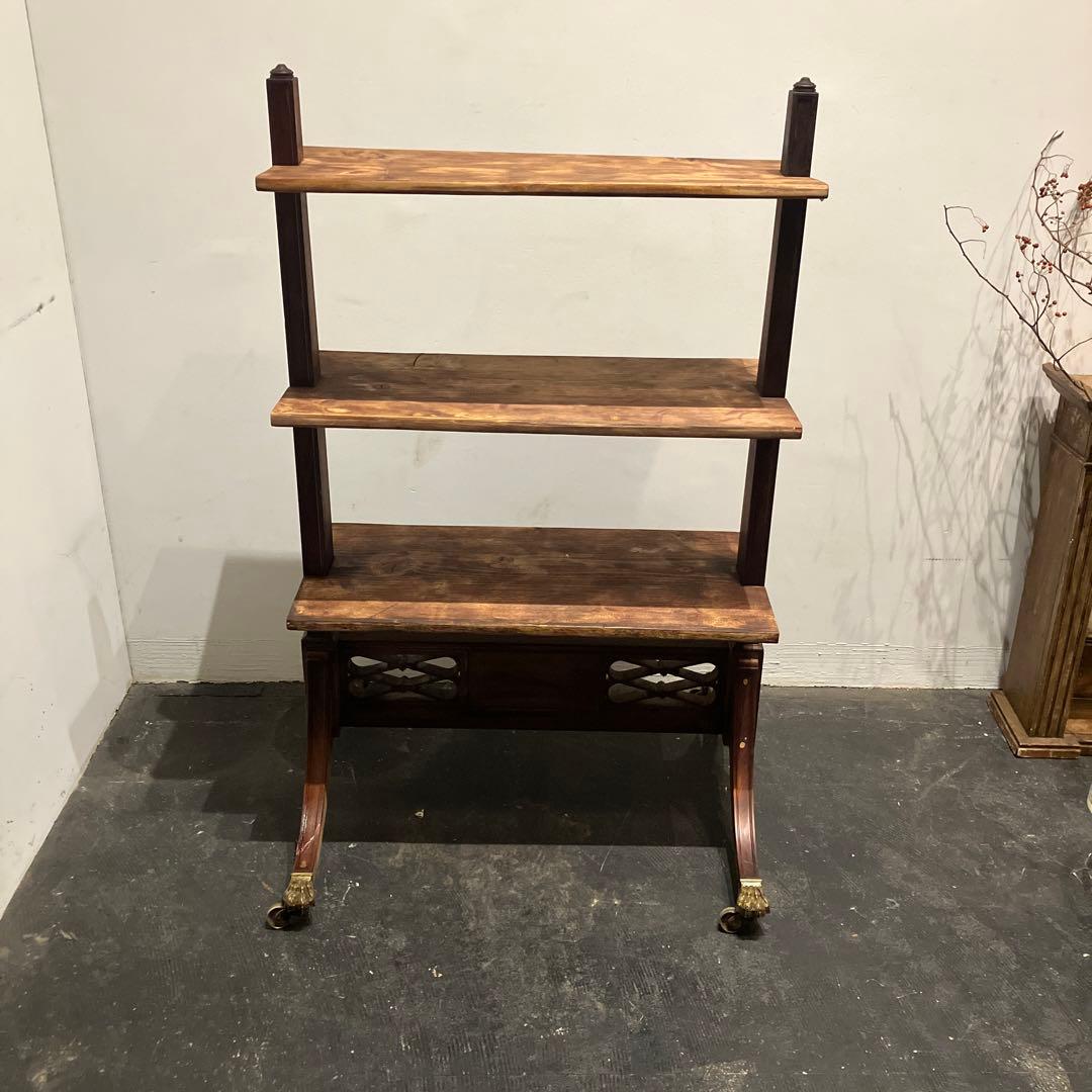 アンティーク木製3段シェルフ