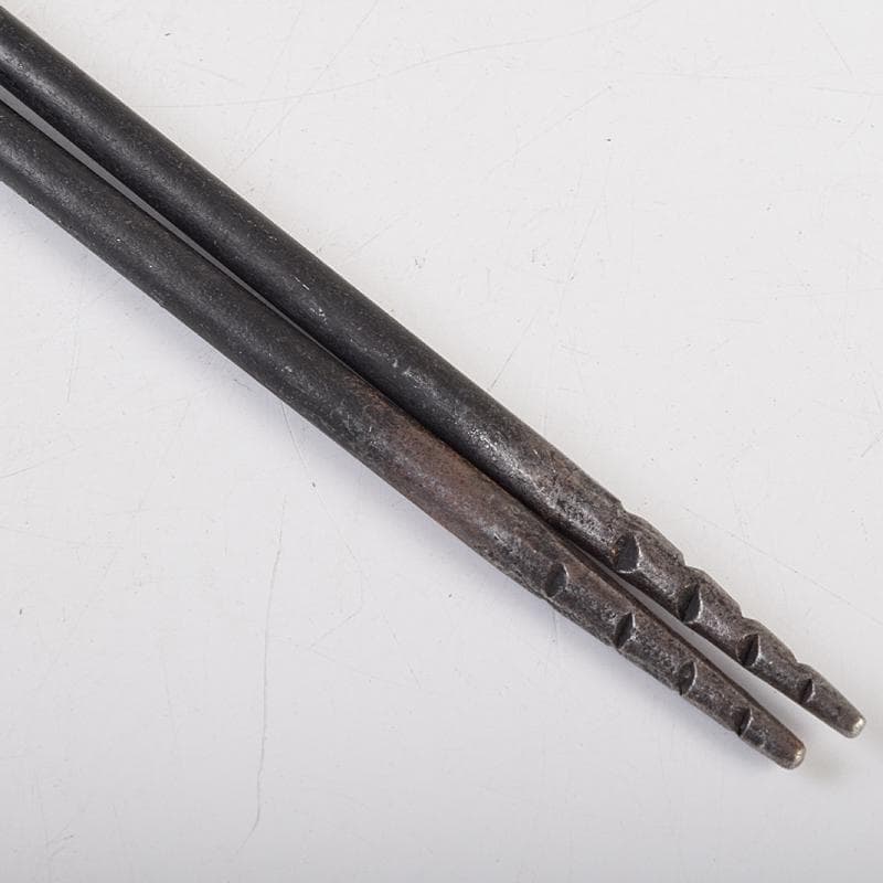 茶道具　金工師　木村清五郎造　古鉄　美津火箸　共箱　M　R9486