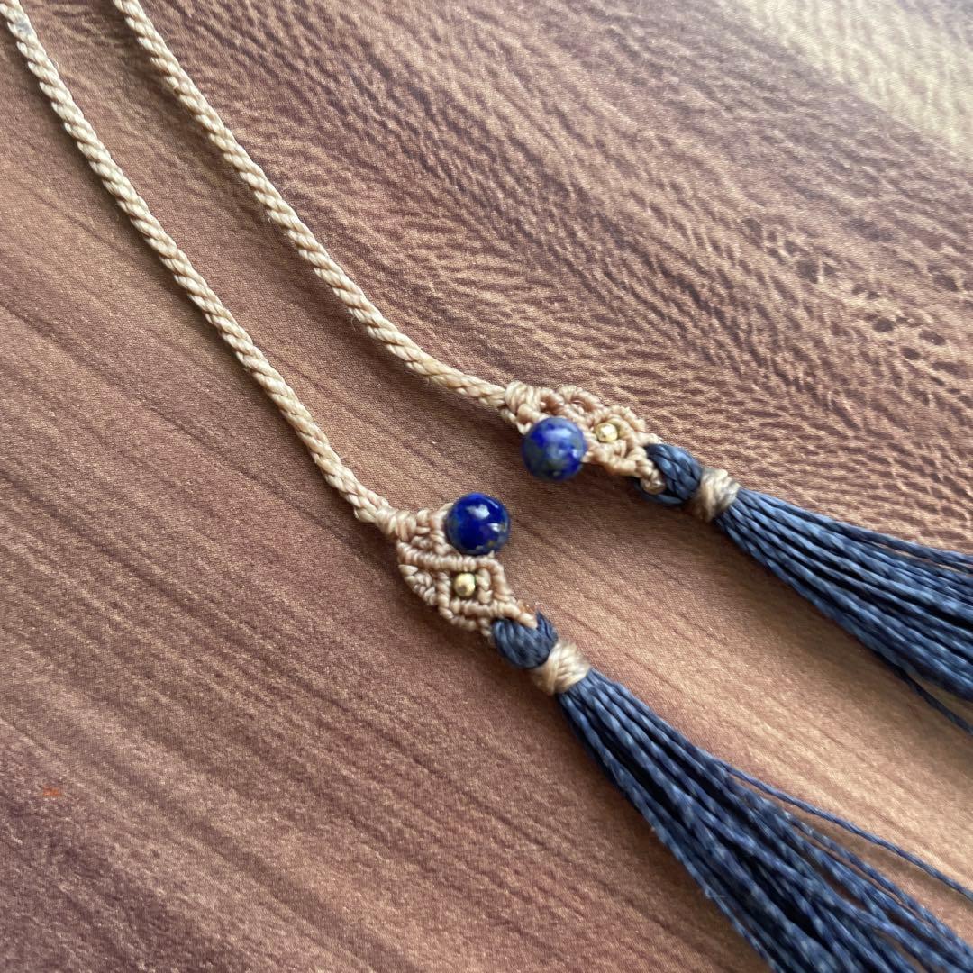 値下げ❗️木　ラピスラズリ　マクラメ　屋久杉