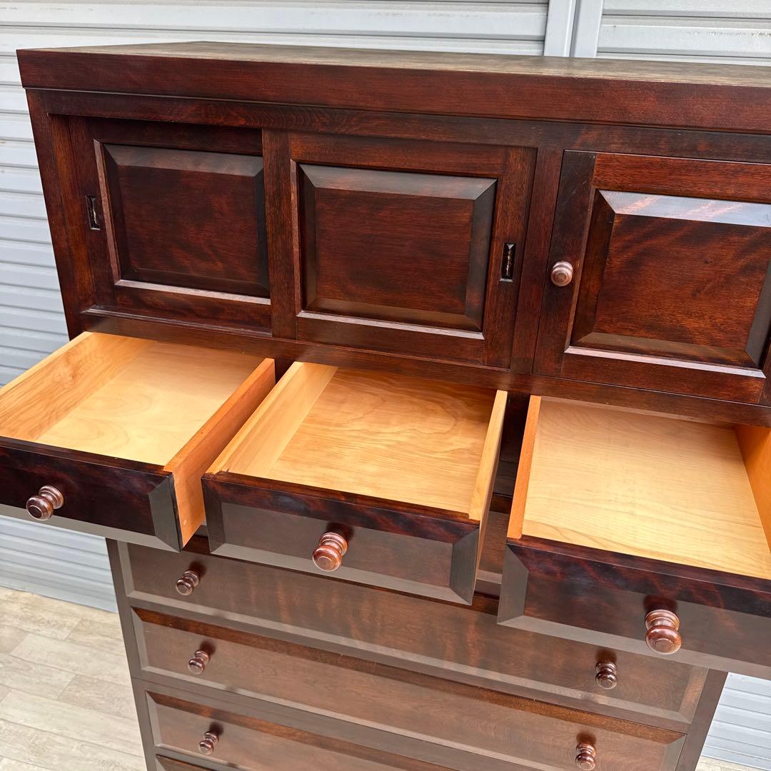 5*s様 松本民芸家具 D型和タンスⅡ ミズメザクラ無垢材 三段分割 チェスト