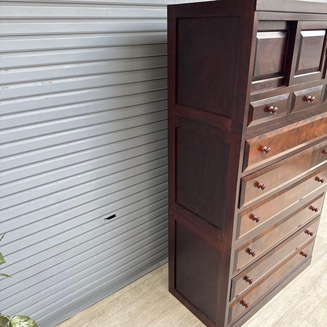 5*s様 松本民芸家具 D型和タンスⅡ ミズメザクラ無垢材 三段分割 チェスト