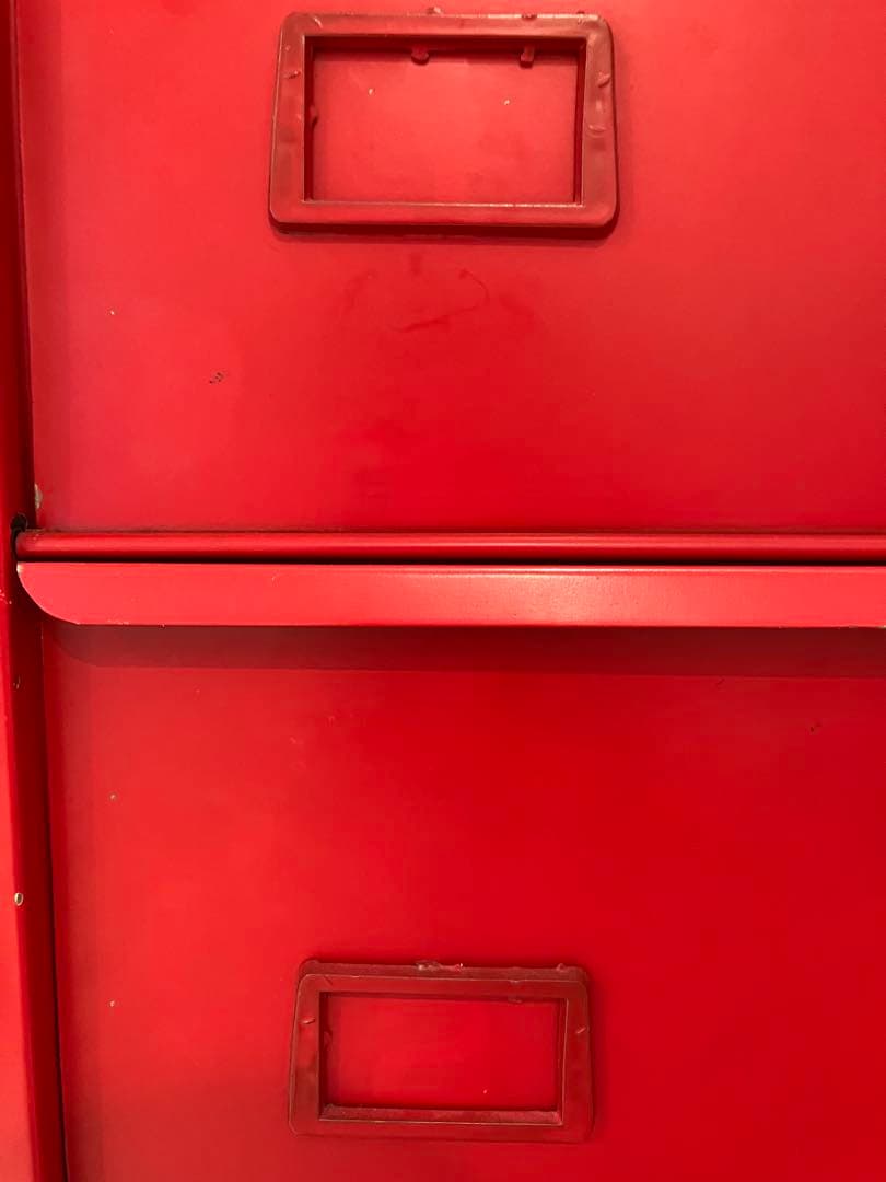 ビンテージ風スチールキャビネット　5段　赤