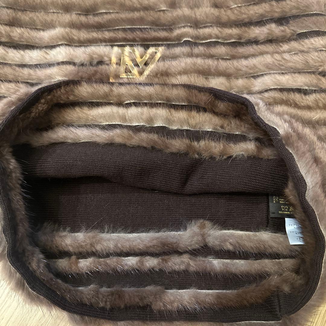 ルイヴィトン　ネックウォーマー　ブラウン　ファー　スヌード　ミンク M74728