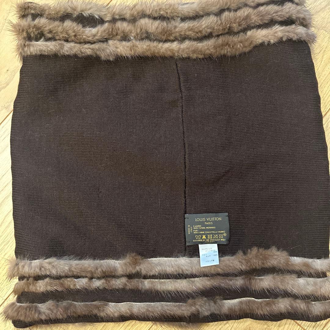 ルイヴィトン　ネックウォーマー　ブラウン　ファー　スヌード　ミンク M74728