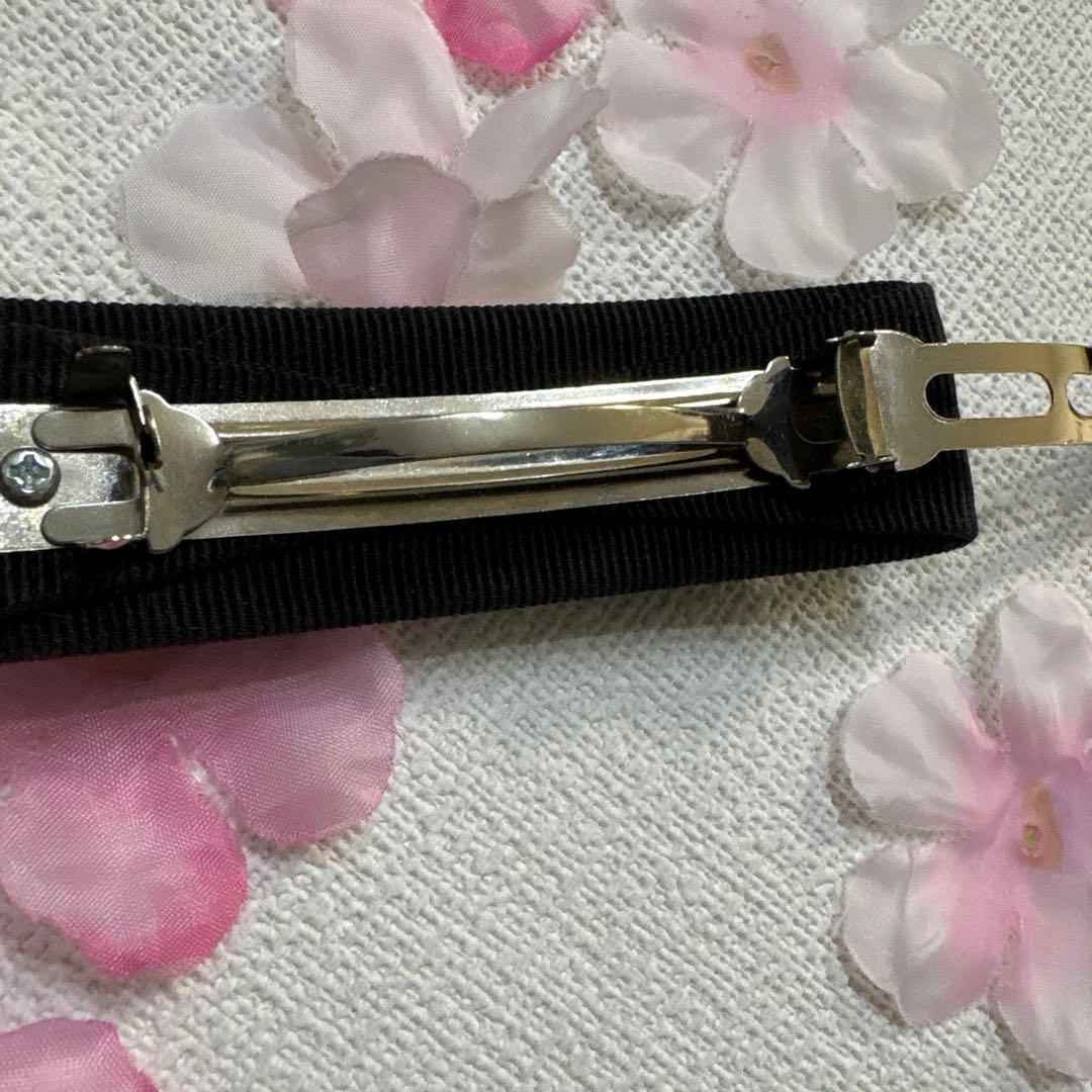 Ferragamo フェラガモ リボンヘアバレッタ (ブラック×シルバー)