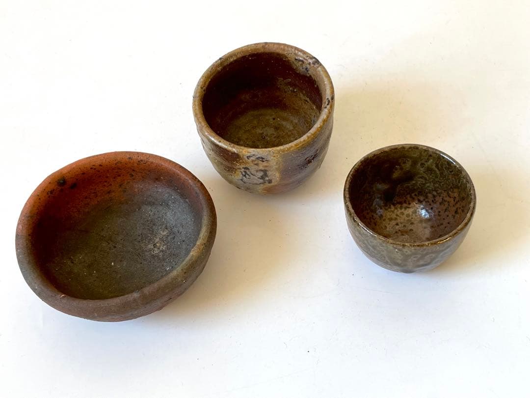 作家物　陶芸家　作者不明　森岡成好　備前焼　備前　焼締　ぐい呑　猪口　盃　箱なし