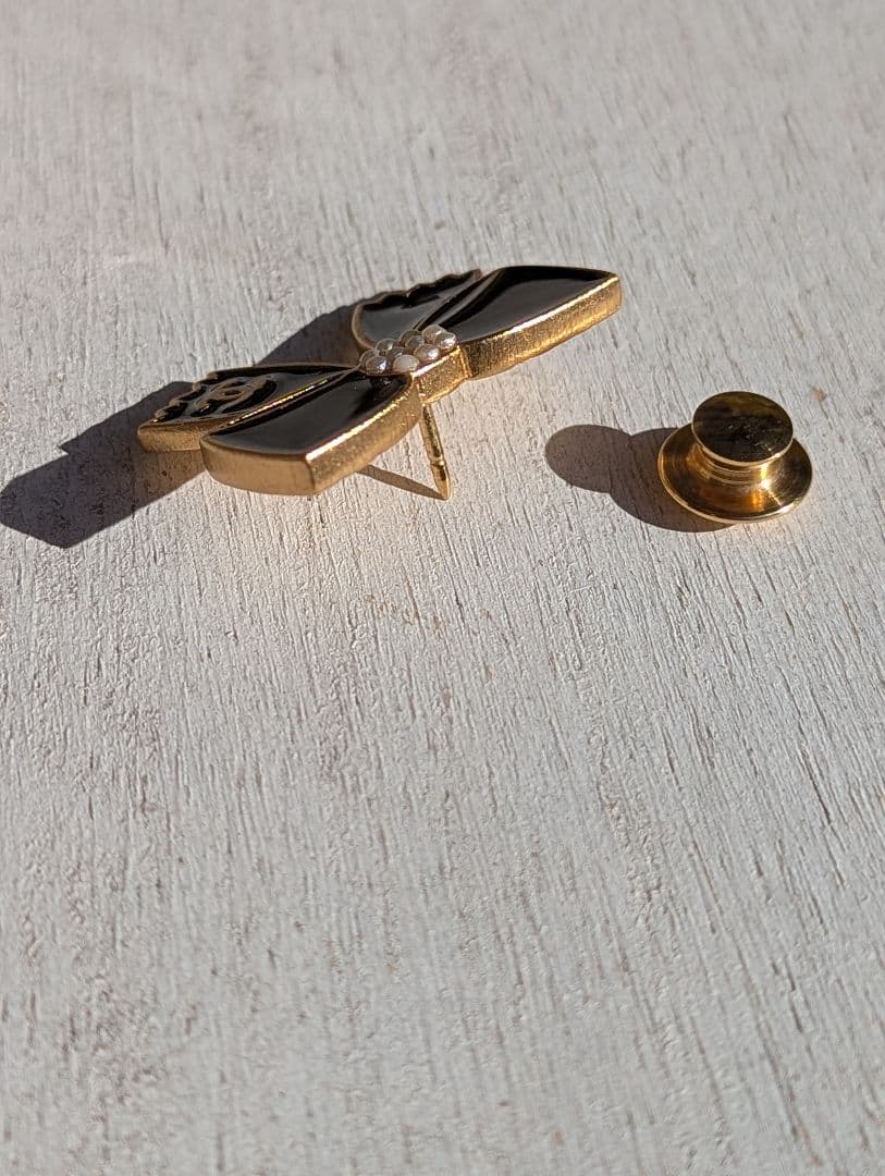 CHANEL シャネル ヴィンテージ ブローチ リボン 黒×ゴールド 上品 美品