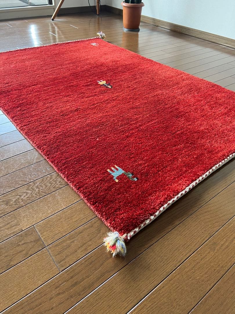 ギャッベ　ペルシャ産（104×153)　1点もの　カーペット　ウール100%