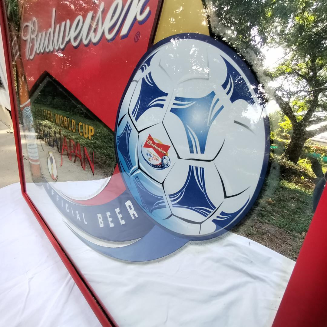 バドワイザー 特大パブミラー 85cm　2002年FIFAワールドカップ記念