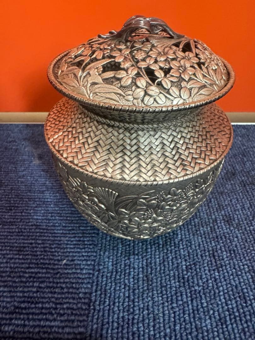 1830 七宝模様 香炉 金工 鍛栄造