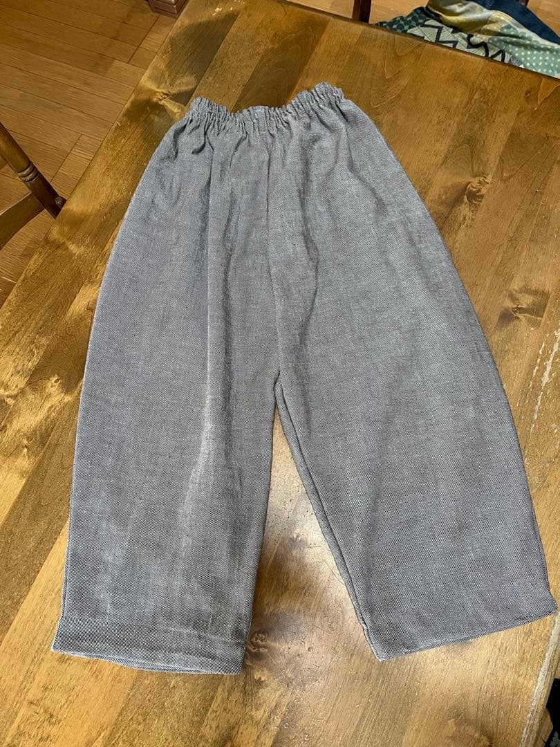 コットンパンツ　ガウチョパンツ　ゆったり　サンドベージュ 裾45 ハンドメイド