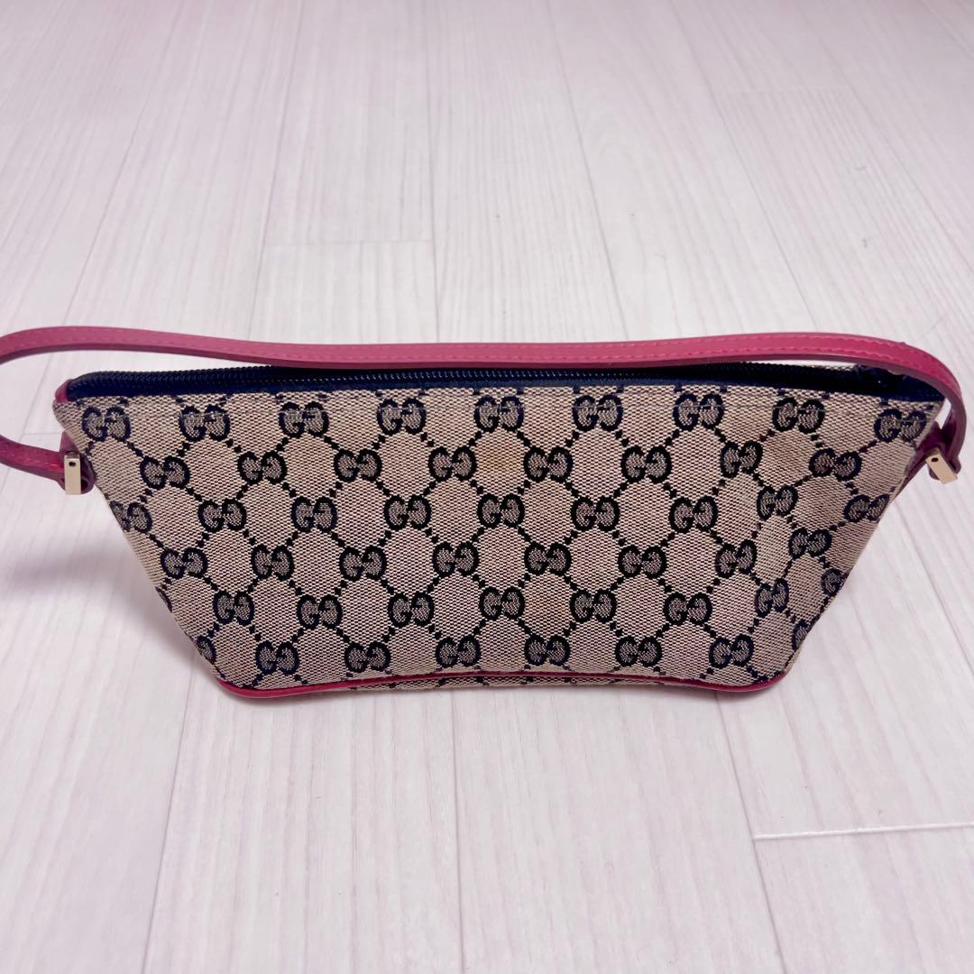 GUCCI アクセサリーポーチ GG柄 レッド ブラウン ハンドバッグ