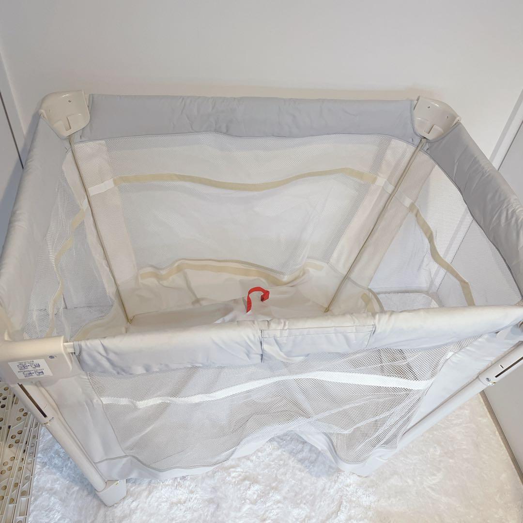 Aprica 極美品✨ココネルエアー-ab ベビーベッド ホワイトグレー