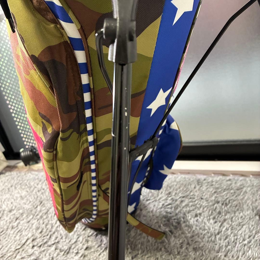 ダンスウィズドラゴン キャディバッグ スタンド式 4分割 軽量モデル 迷彩 星柄