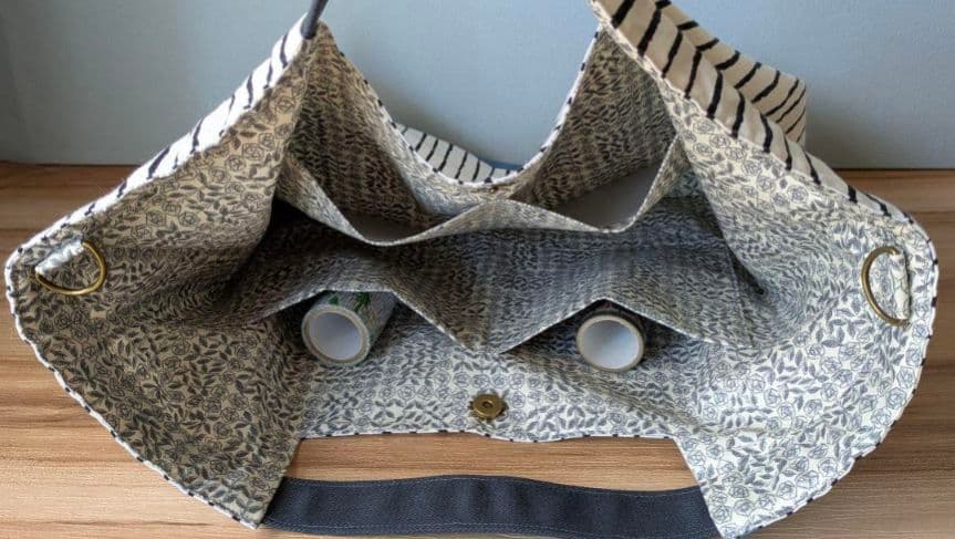 【はなこ】ミナペルホネンハンドメイドシャーリングバッグ（スイング、ブルー）