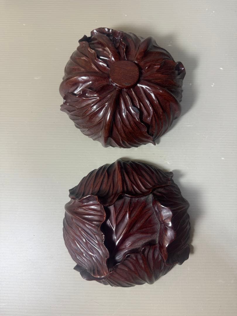 2466 香合　茶道具　古道具　骨董　　蓋物　一刀彫　美品