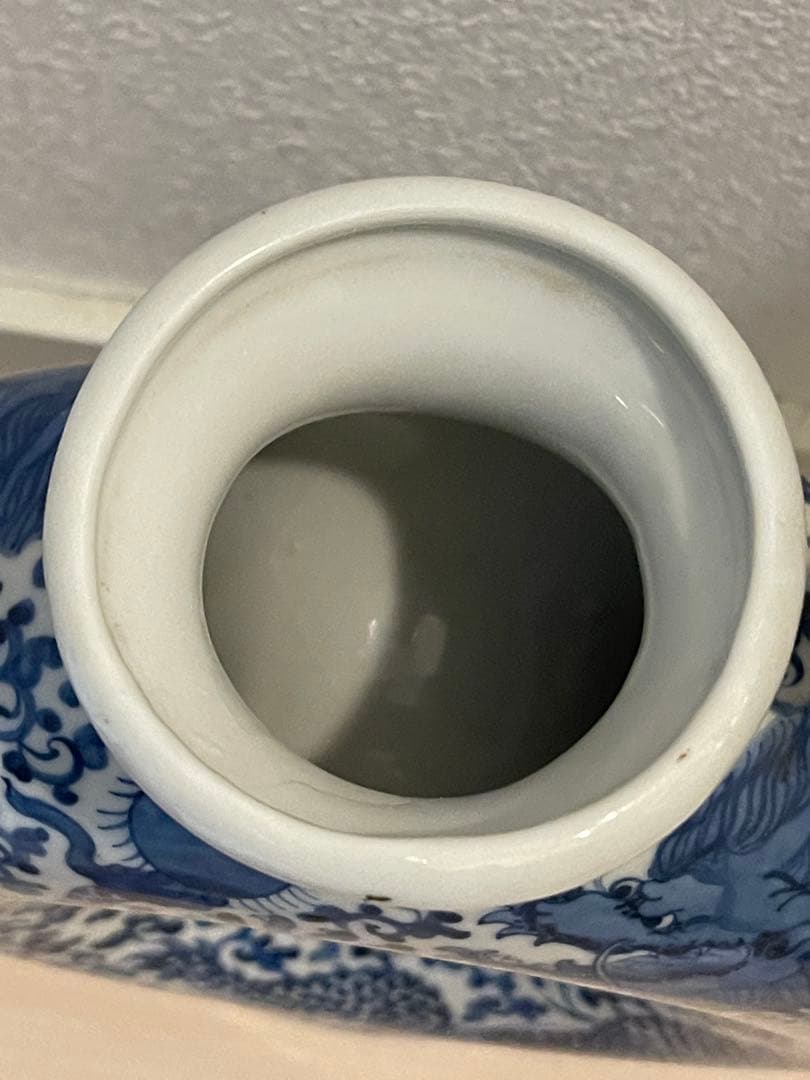 大清雍正年製款 龍鳳凰染付水差し 中国 古美術 時代物 アンティーク