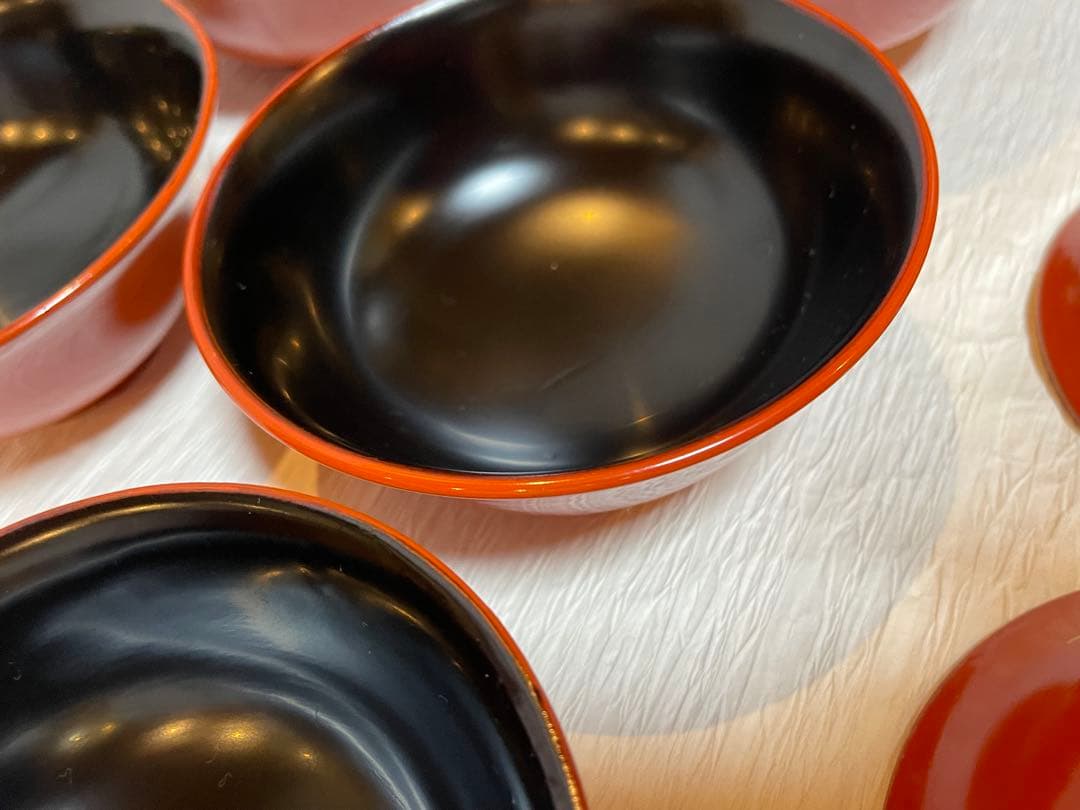 時代　漆器 吸物椀 10個セット 赤色 金蒔絵173