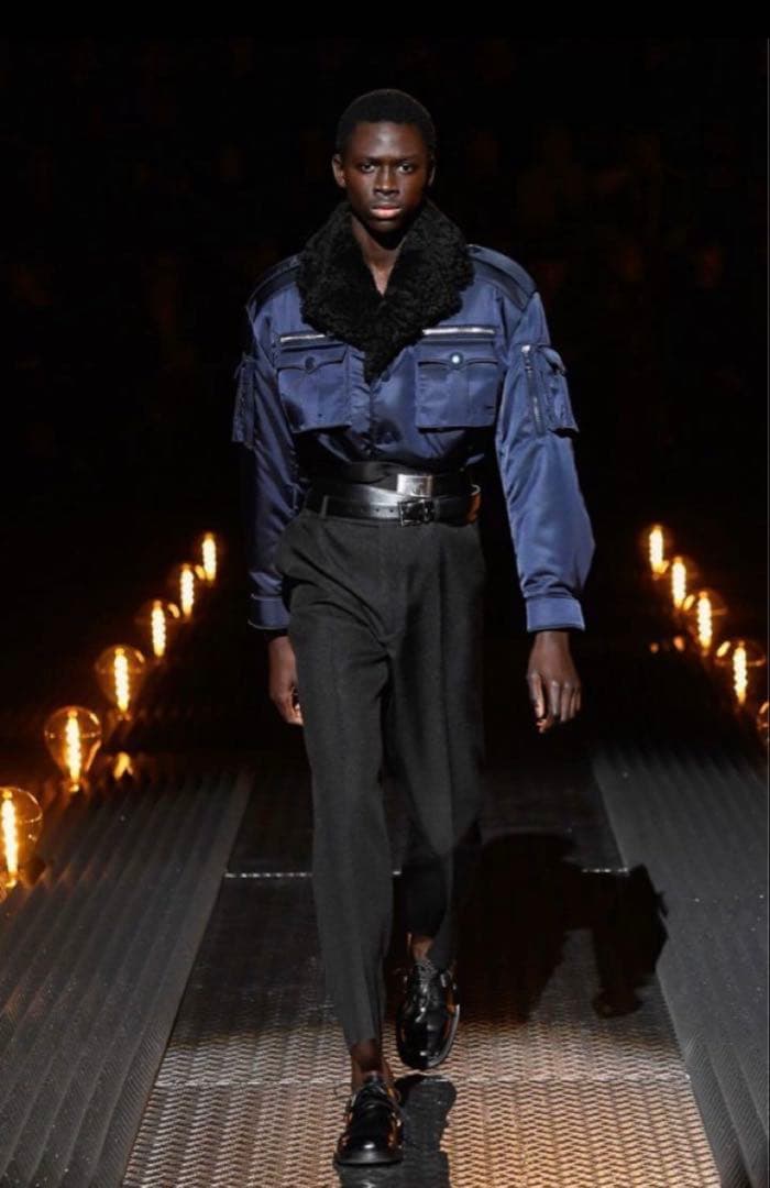 PRADA 2019AW ミリタリー ナイロン ブルゾン46 ネイビー