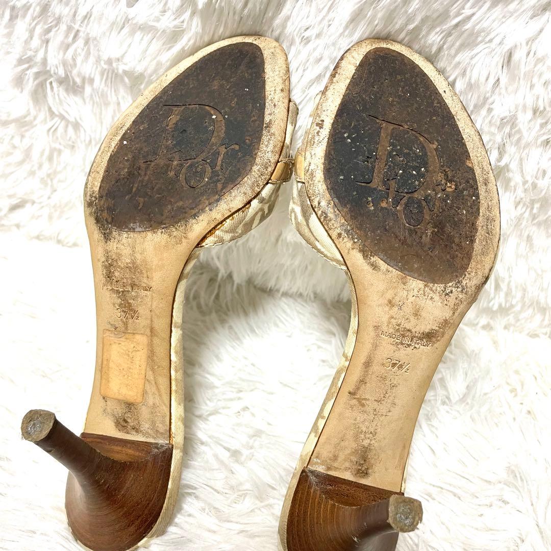 クリスチャン・ディオール ミュール サンダル トロッター柄 ハート チャーム