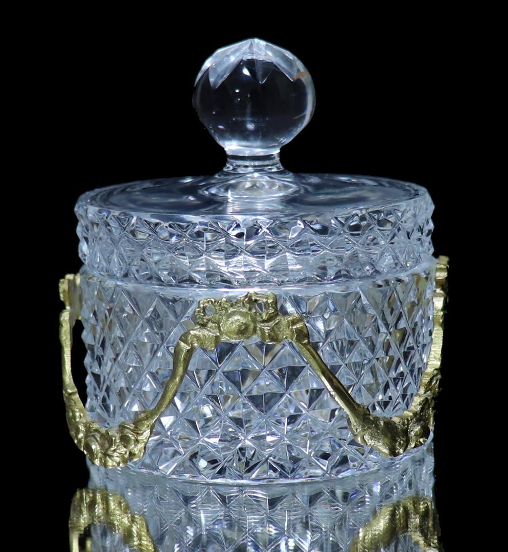 オールド・バカラ 1890年 ブロンズ装飾 ディアマン ビゾー 蓋物 小物入れ