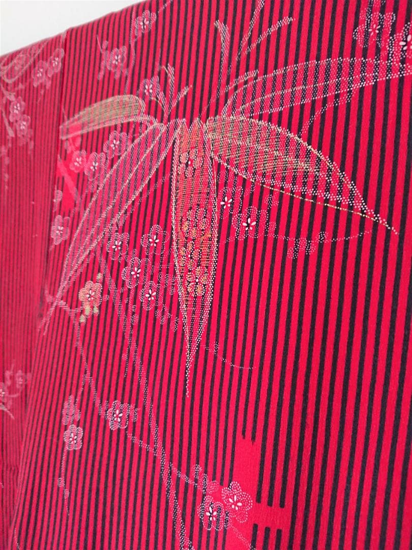 大正時代の着物 小紋 正絹 袷 時代物アンティーク 竹 笹 梅 十字架 クロス