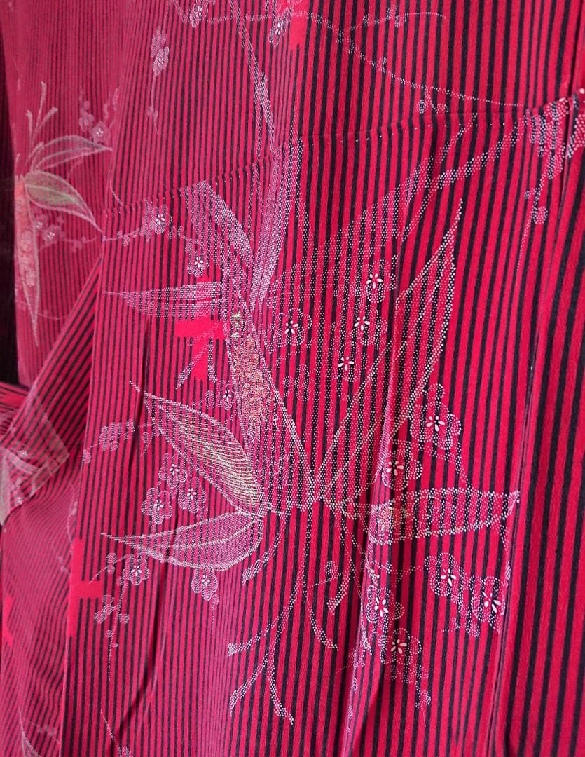 大正時代の着物 小紋 正絹 袷 時代物アンティーク 竹 笹 梅 十字架 クロス