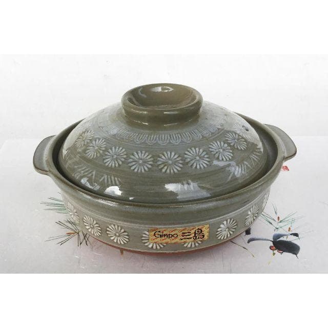 万古焼 IH対応 土鍋 8号 銀峰三島 深型土鍋 25cm 3人用