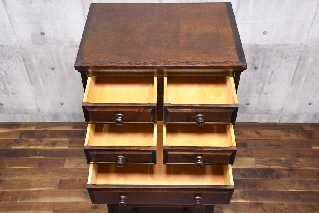 EBK28 北海道民芸家具 HM535 縦長タンス 7段チェスト カバ/樺材