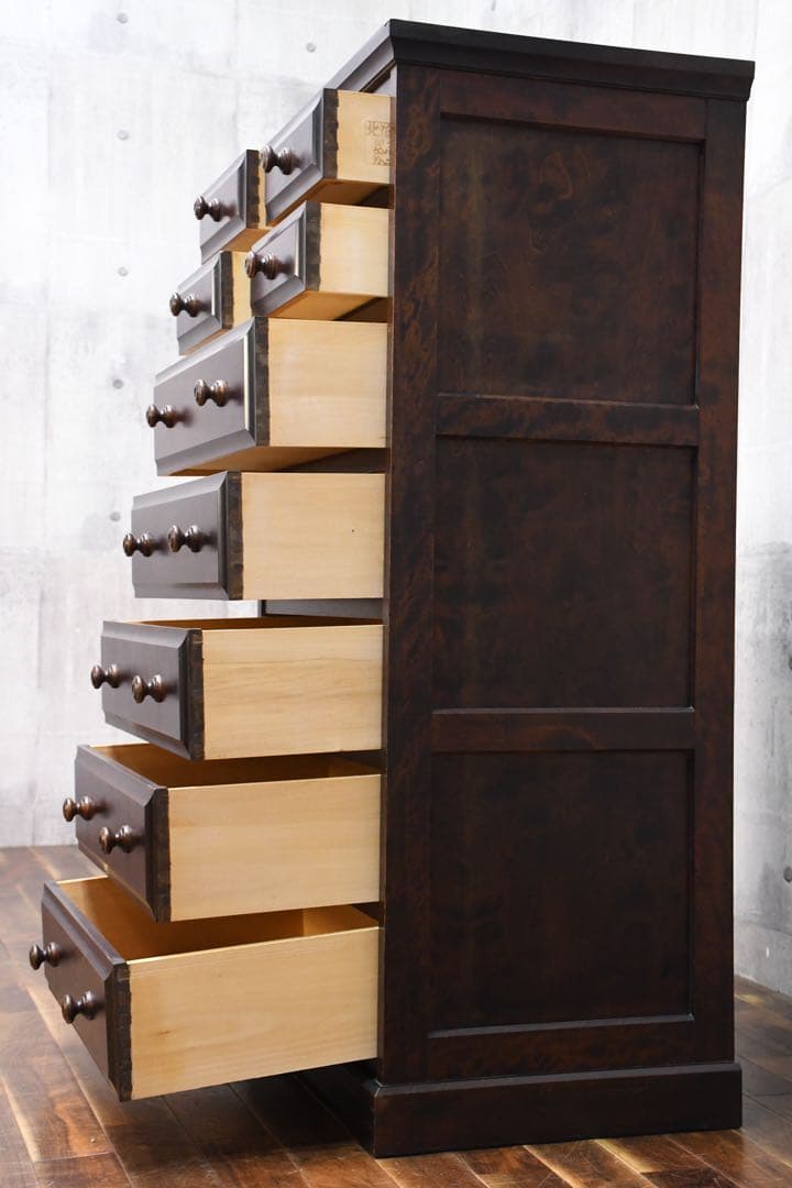 EBK28 北海道民芸家具 HM535 縦長タンス 7段チェスト カバ/樺材